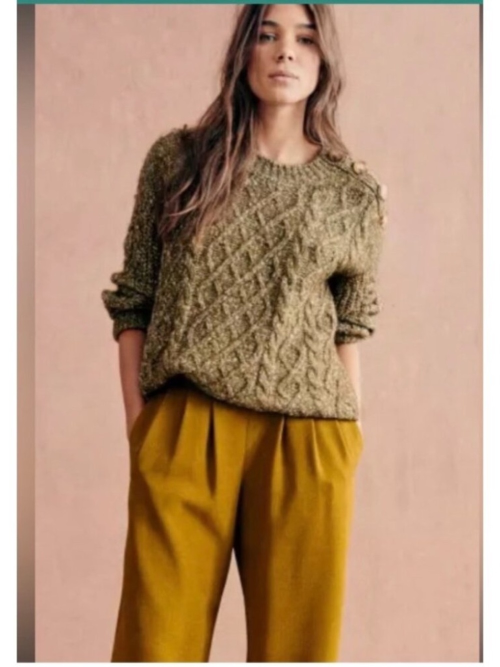 Sezane James Jumper in Olive Green Size Small - Picture 4 of 6